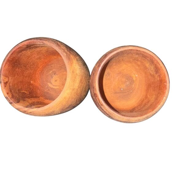 Pair Wooden Wine Goblets Mid Century Modern Turned From a Single Piece of Wood - Picture 6 of 9